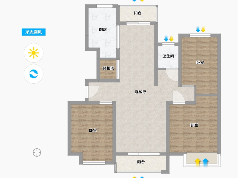 河南省-许昌市-建业北海森林半岛-95.71-户型库-采光通风