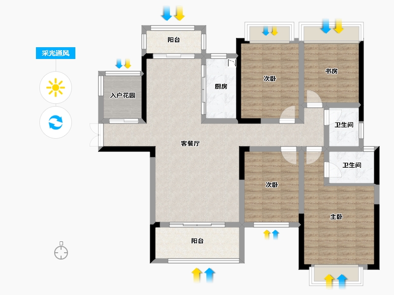 湖南省-湘潭市-火炬学府-116.20-户型库-采光通风