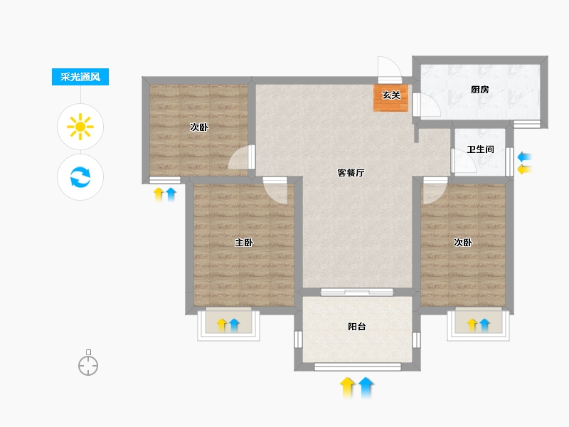 安徽省-宿州市-泗洲名城·观湖苑-81.72-户型库-采光通风