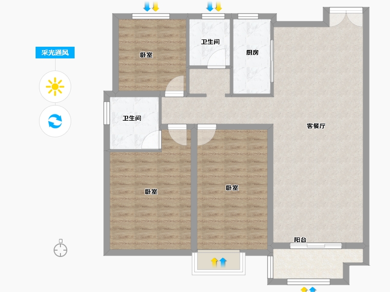 江苏省-镇江市-欣悦华庭-103.30-户型库-采光通风