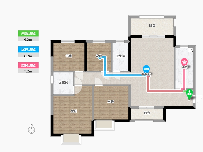 湖南省-长沙市-恒大上林苑住宅-107.33-户型库-动静线