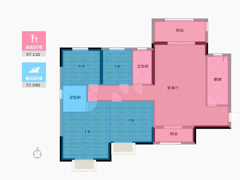 湖南省-长沙市-恒大上林苑住宅-107.33-户型库-动静分区