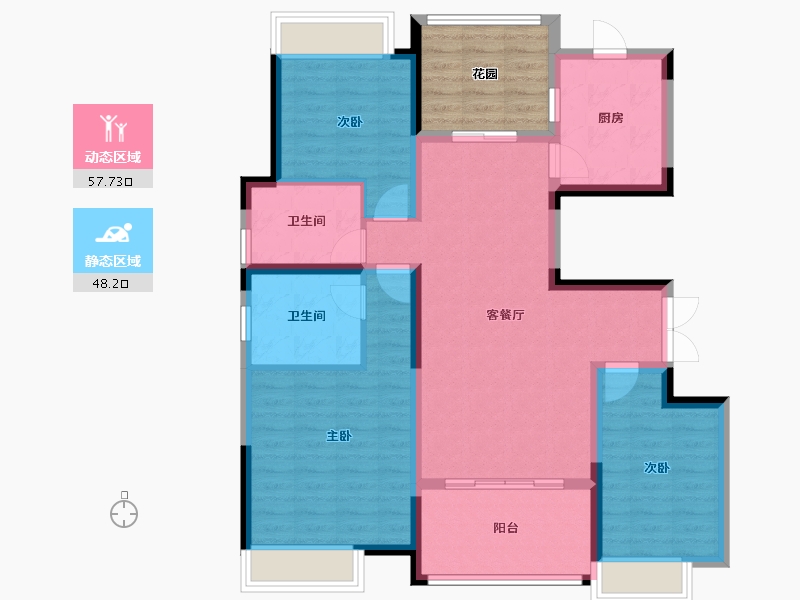 湖南省-湘潭市-湘潭万达广场（万达华府）-102.41-户型库-动静分区