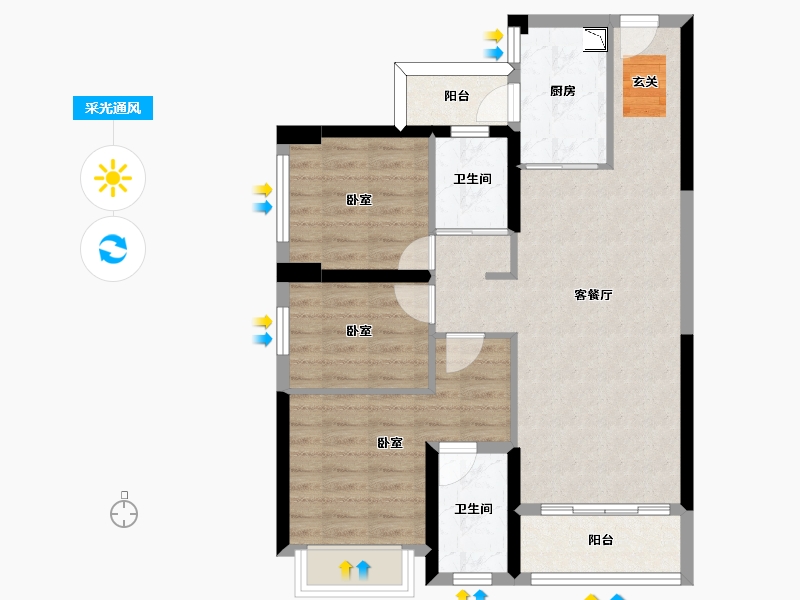 广东省-肇庆市-碧桂园龙熹山-77.52-户型库-采光通风