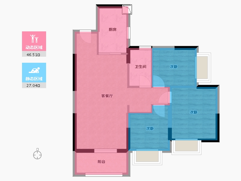 广东省-惠州市-惠阳恒大棕榈岛-65.43-户型库-动静分区