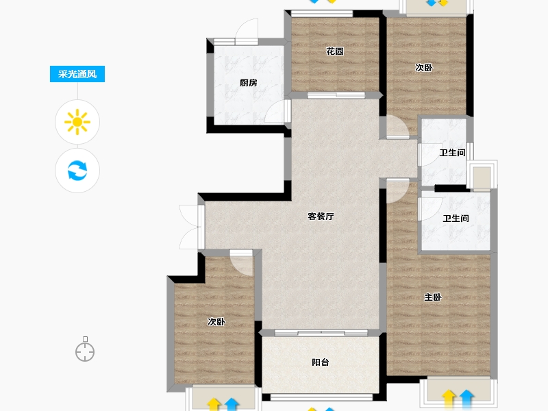 湖南省-湘潭市-湘潭万达广场（万达华府）-103.16-户型库-采光通风