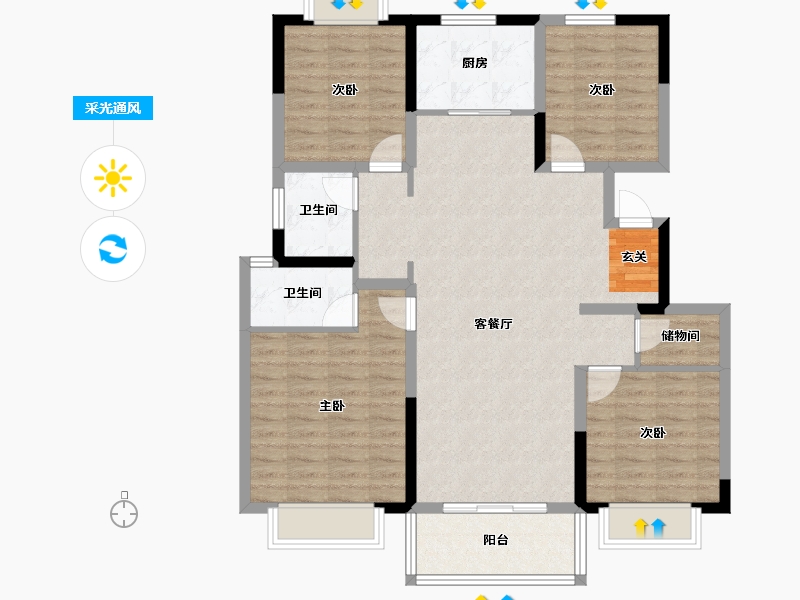 安徽省-宿州市-天鹅湾国际滨水社区-108.12-户型库-采光通风