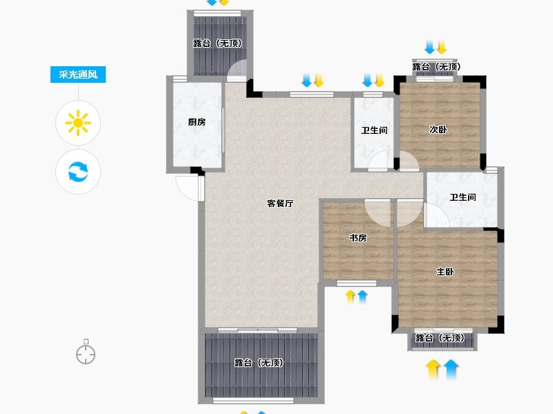 湖南省-长沙市-宁华星湖湾二期-123.93-户型库-采光通风