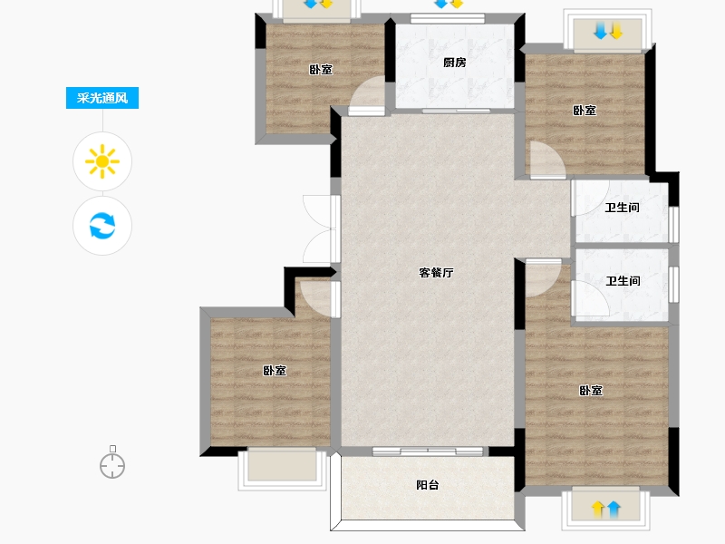 河南省-信阳市-京晟华庭-102.00-户型库-采光通风