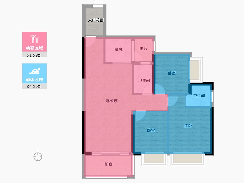 广东省-惠州市-云峰花园-80.40-户型库-动静分区