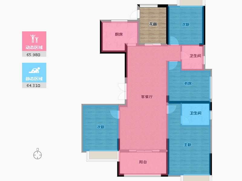 湖南省-湘潭市-湘潭万达广场（万达华府）-125.91-户型库-动静分区