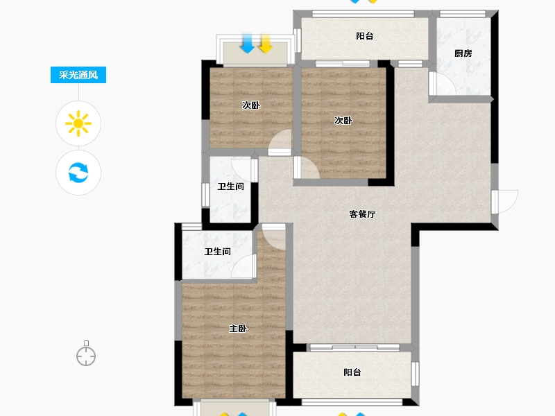 湖南省-湘潭市-火炬学府-96.88-户型库-采光通风