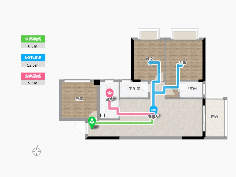 广西壮族自治区-贺州市-桂江幸福里-86.61-户型库-动静线