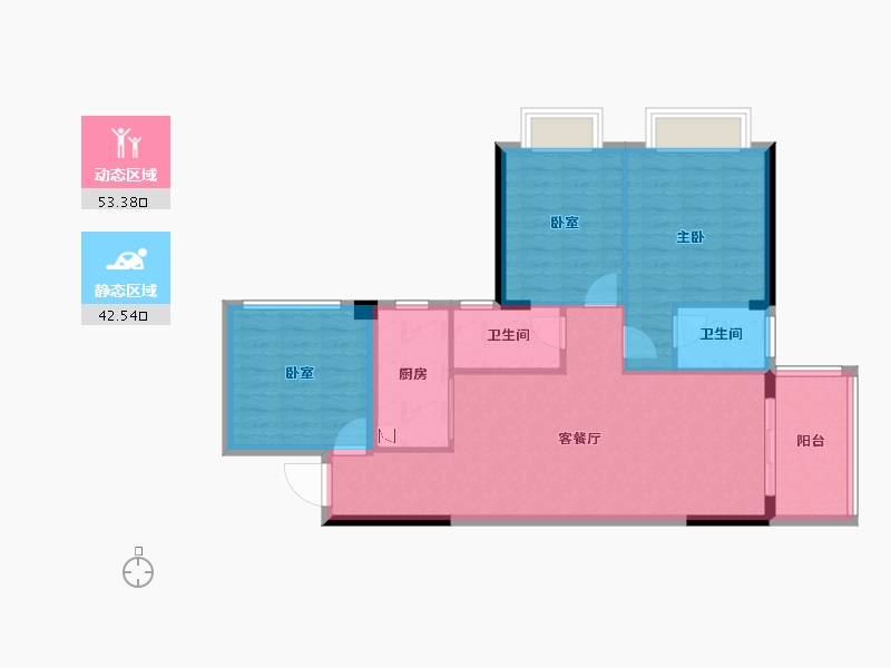 广西壮族自治区-贺州市-桂江幸福里-86.61-户型库-动静分区