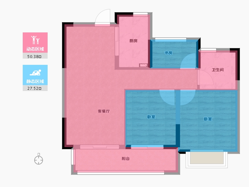 浙江省-宁波市-绿地铂澜府-70.00-户型库-动静分区