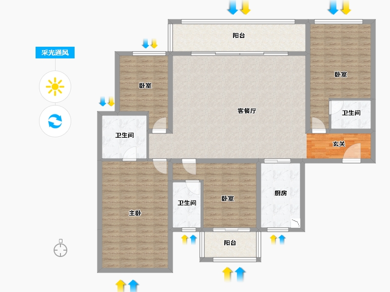 湖南省-长沙市-中海·熙湾-155.14-户型库-采光通风