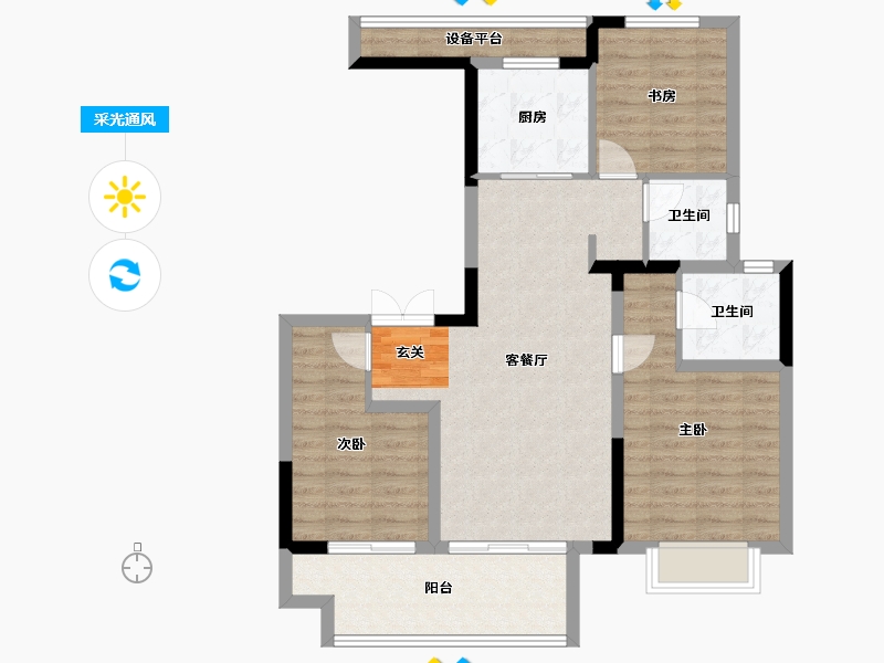 江苏省-常州市-牡丹水岸首府-86.99-户型库-采光通风