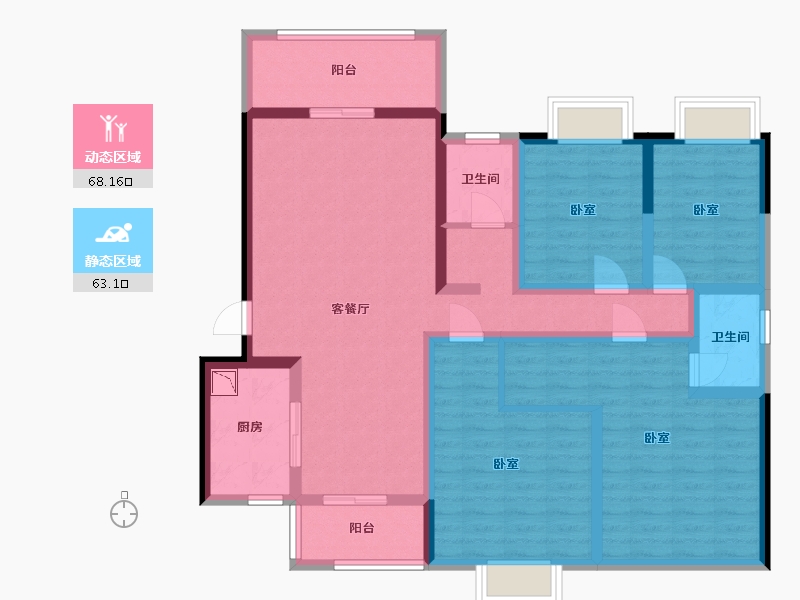 湖南省-株洲市-华晨神农湾-115.42-户型库-动静分区