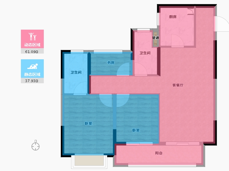 浙江省-宁波市-绿地铂澜府-89.00-户型库-动静分区