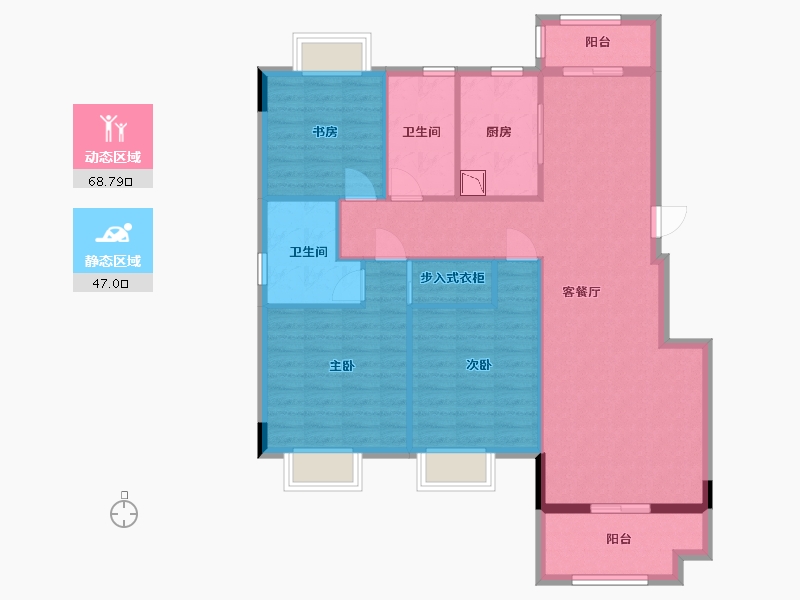 湖南省-长沙市-浔龙河•学府-104.83-户型库-动静分区