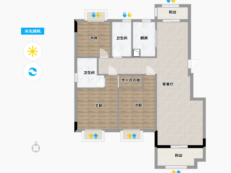 湖南省-长沙市-浔龙河•学府-104.83-户型库-采光通风