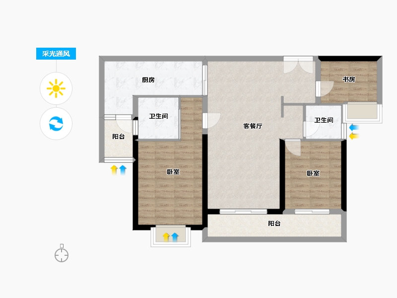 湖北省-武汉市-光谷创新天地-95.45-户型库-采光通风