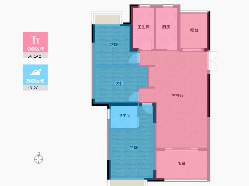 湖南省-湘潭市-湘潭万达广场（万达华府）-98.30-户型库-动静分区