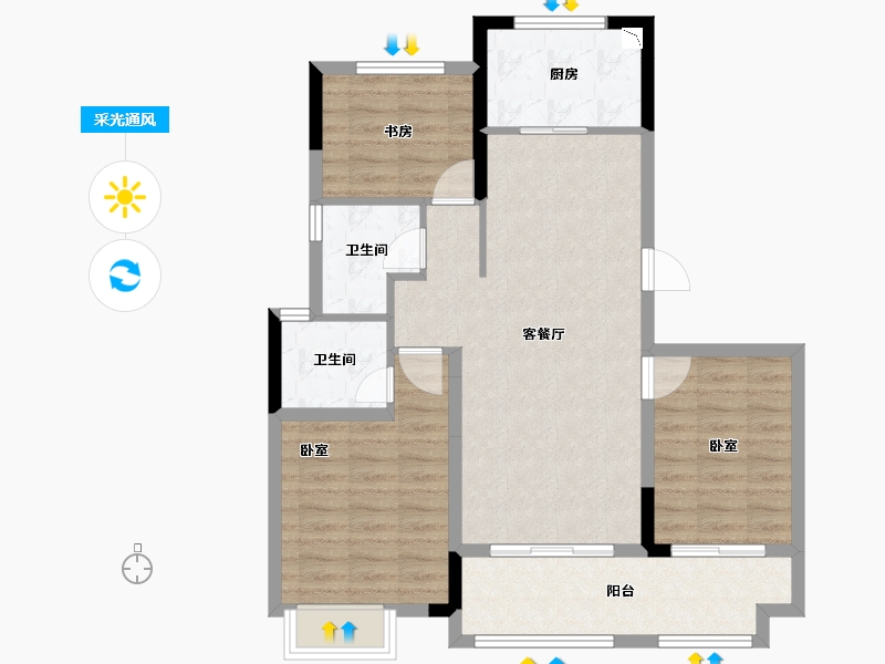 浙江省-宁波市-保集瑞府-84.00-户型库-采光通风