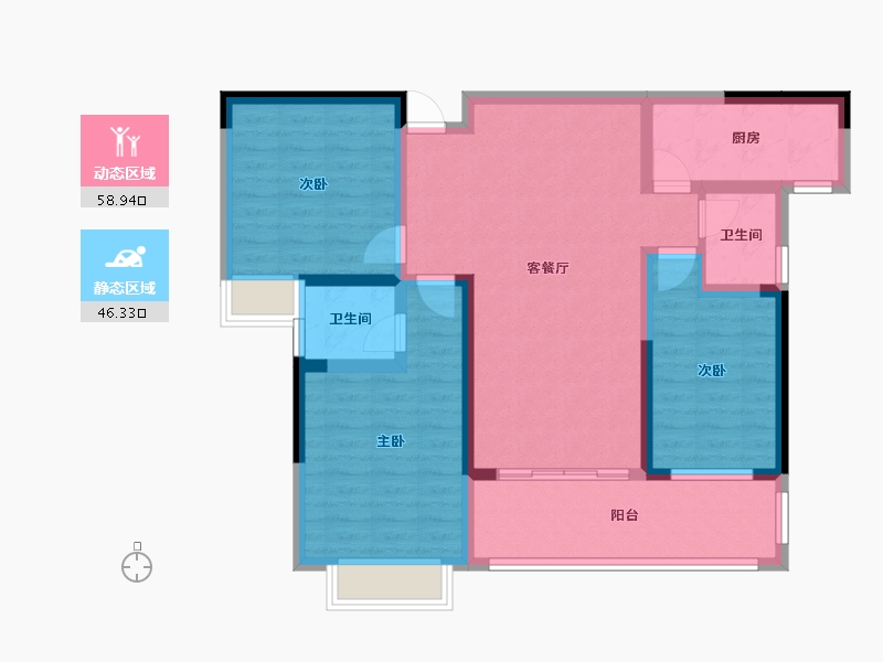 湖南省-湘潭市-火炬学府-93.34-户型库-动静分区