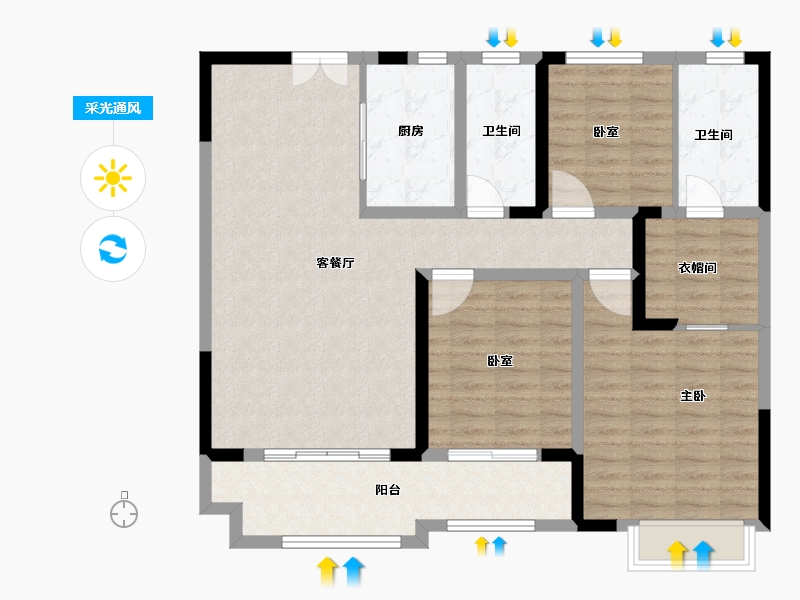 山东省-东营市-东营春风十里-106.06-户型库-采光通风