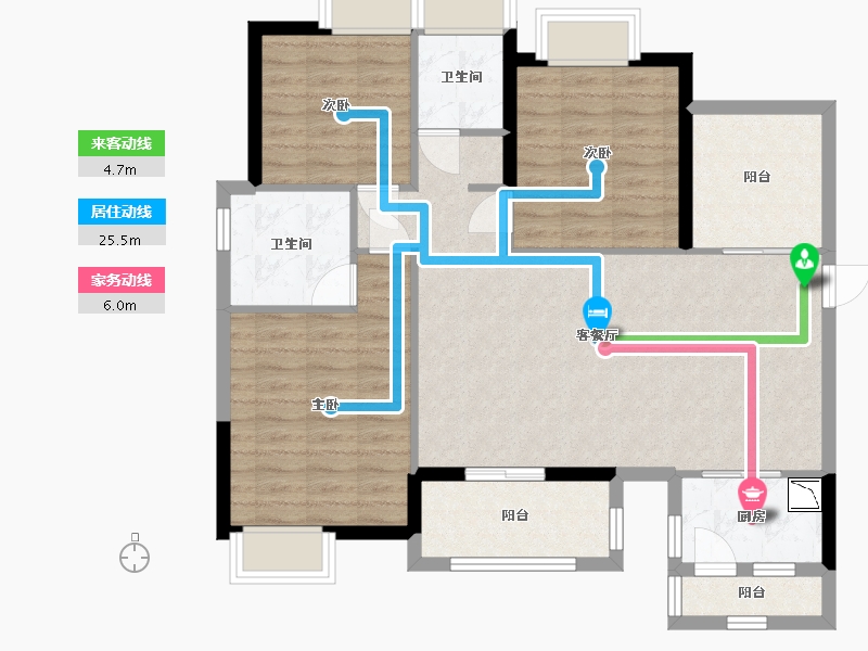 湖南省-长沙市-楚天郡府-95.66-户型库-动静线