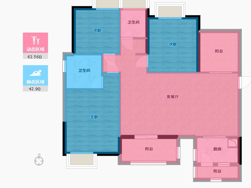 湖南省-长沙市-楚天郡府-95.66-户型库-动静分区