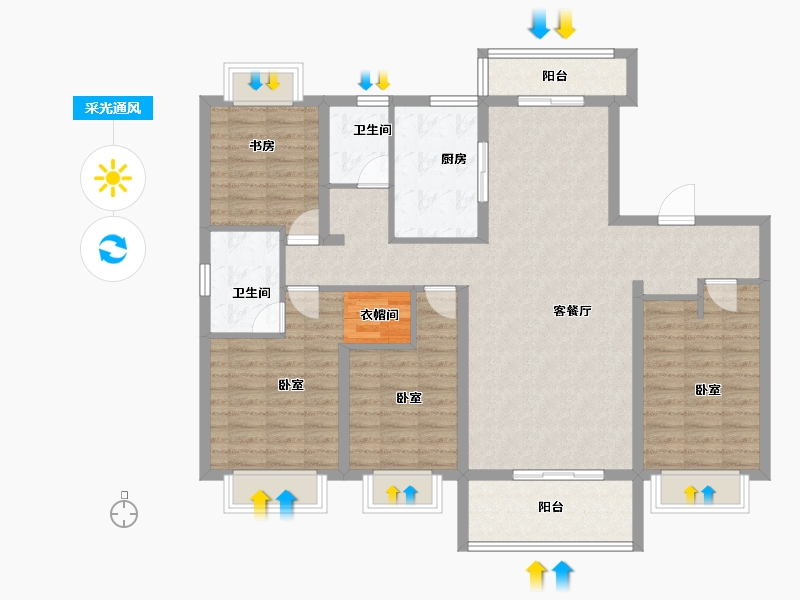 湖北省-孝感市-安陆水岸华府-119.69-户型库-采光通风