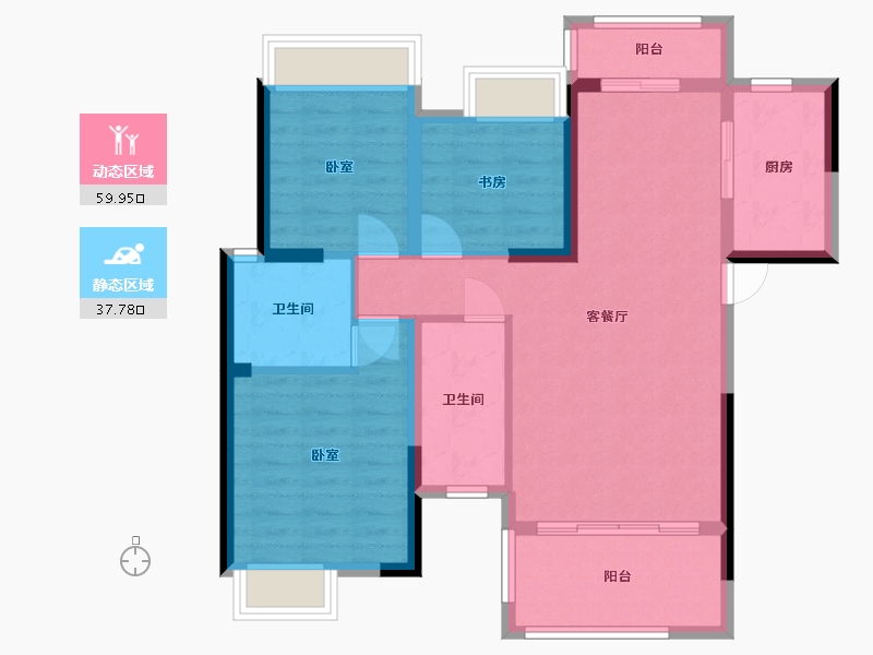 湖南省-湘潭市-九华金水湾-87.14-户型库-动静分区