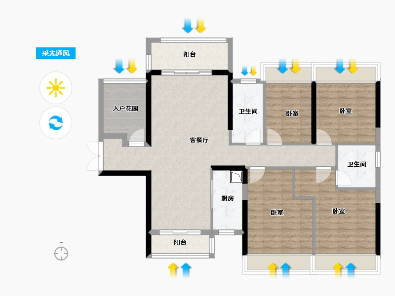 广东省-广州市-保利紫山花园-111.30-户型库-采光通风