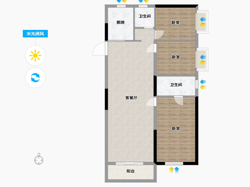 湖北省-武汉市-中建壹品澜荟-102.74-户型库-采光通风