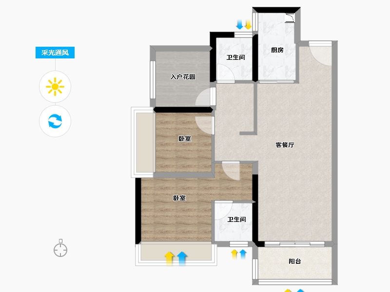 广东省-广州市-保利紫山花园-73.00-户型库-采光通风