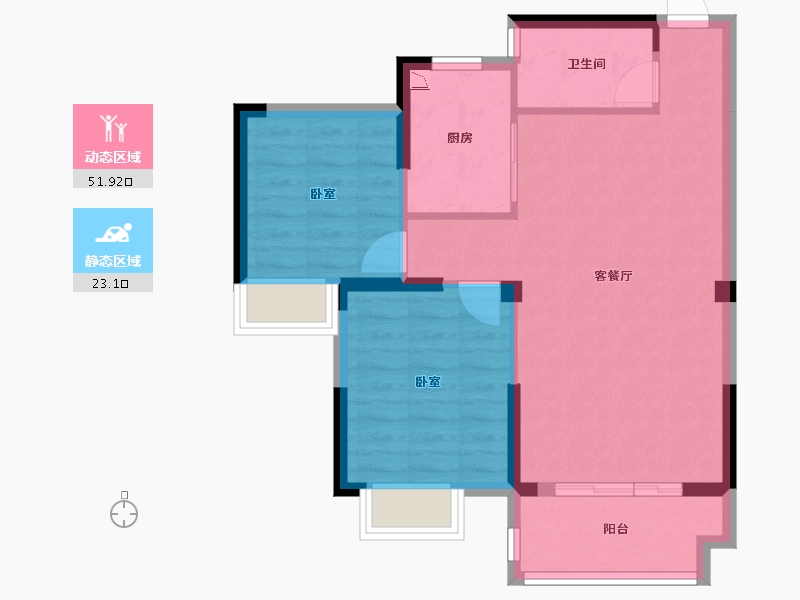 湖北省-咸宁市-双峰新城-67.50-户型库-动静分区