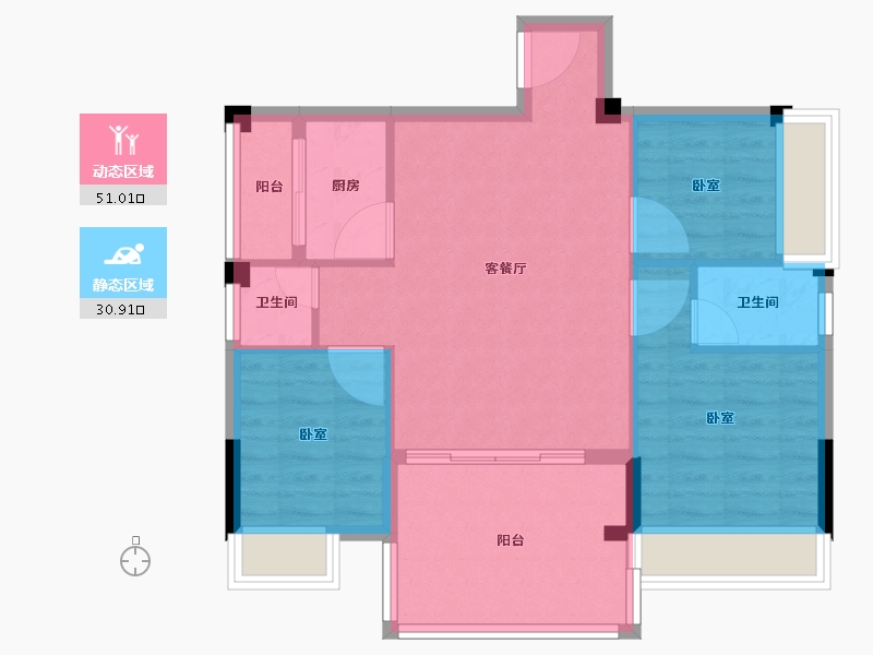 广东省-江门市-雅景·富怡苑-74.00-户型库-动静分区