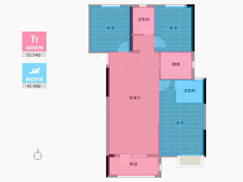 湖北省-荆州市-当代满堂悦ΜΟΜΛ-86.67-户型库-动静分区