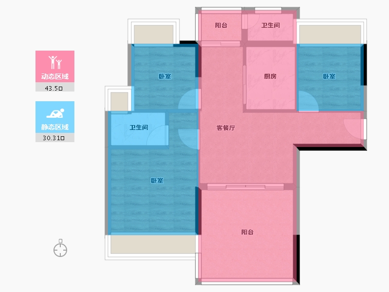 广东省-江门市-雅景·富怡苑-65.89-户型库-动静分区