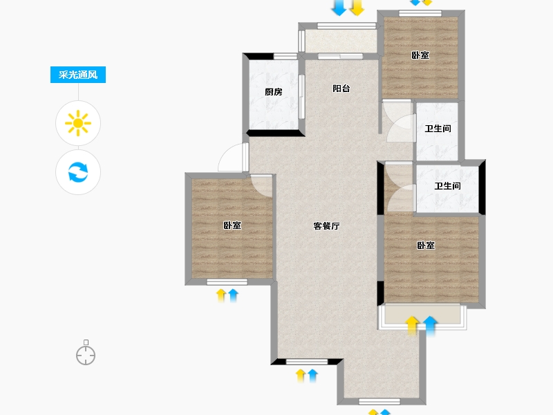 湖北省-武汉市-天熙楚世家-110.00-户型库-采光通风