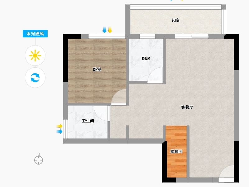 广东省-江门市-富力南湖壹品商用-55.90-户型库-采光通风