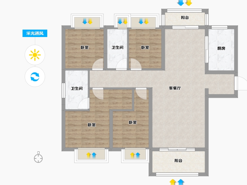 湖北省-孝感市-安陆水岸华府-98.05-户型库-采光通风