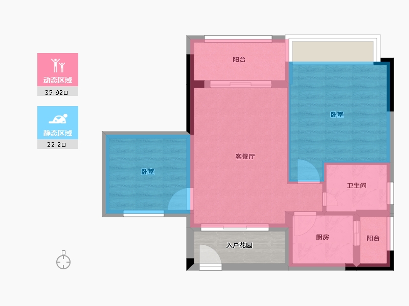 广东省-江门市-丰泽雅轩-55.90-户型库-动静分区