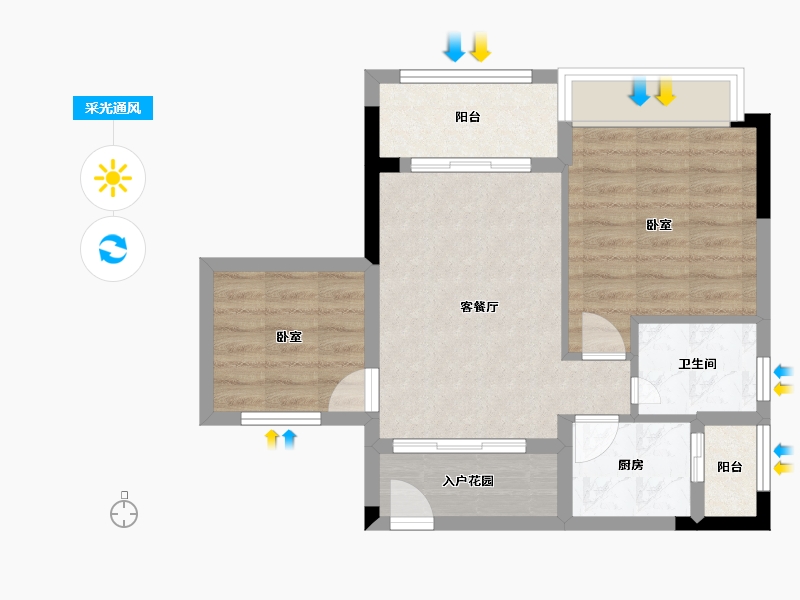 广东省-江门市-丰泽雅轩-55.90-户型库-采光通风