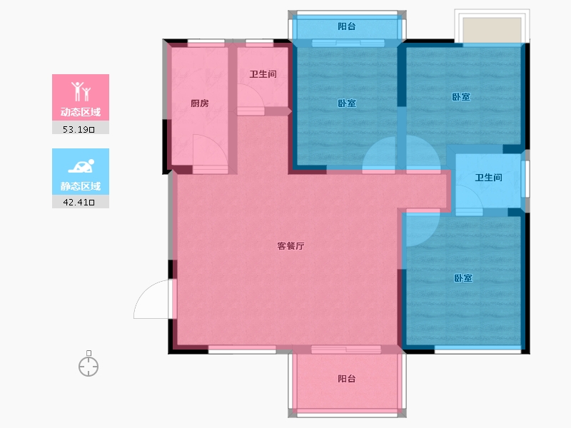 湖南省-长沙市-湘江东苑-84.79-户型库-动静分区