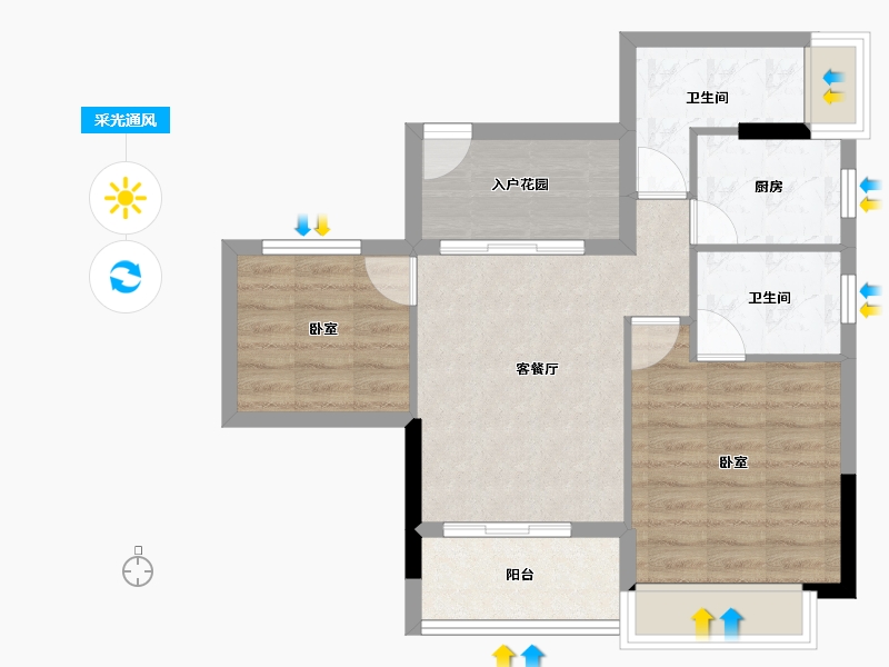 广东省-江门市-丰泽雅轩-60.78-户型库-采光通风