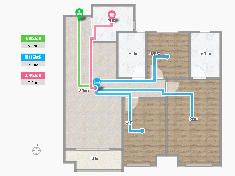 陕西省-西安市-西安保利天悦-76.75-户型库-动静线