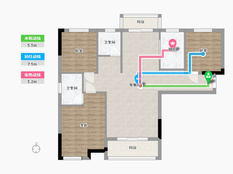 湖北省-武汉市-汉水新城中法印象-93.20-户型库-动静线